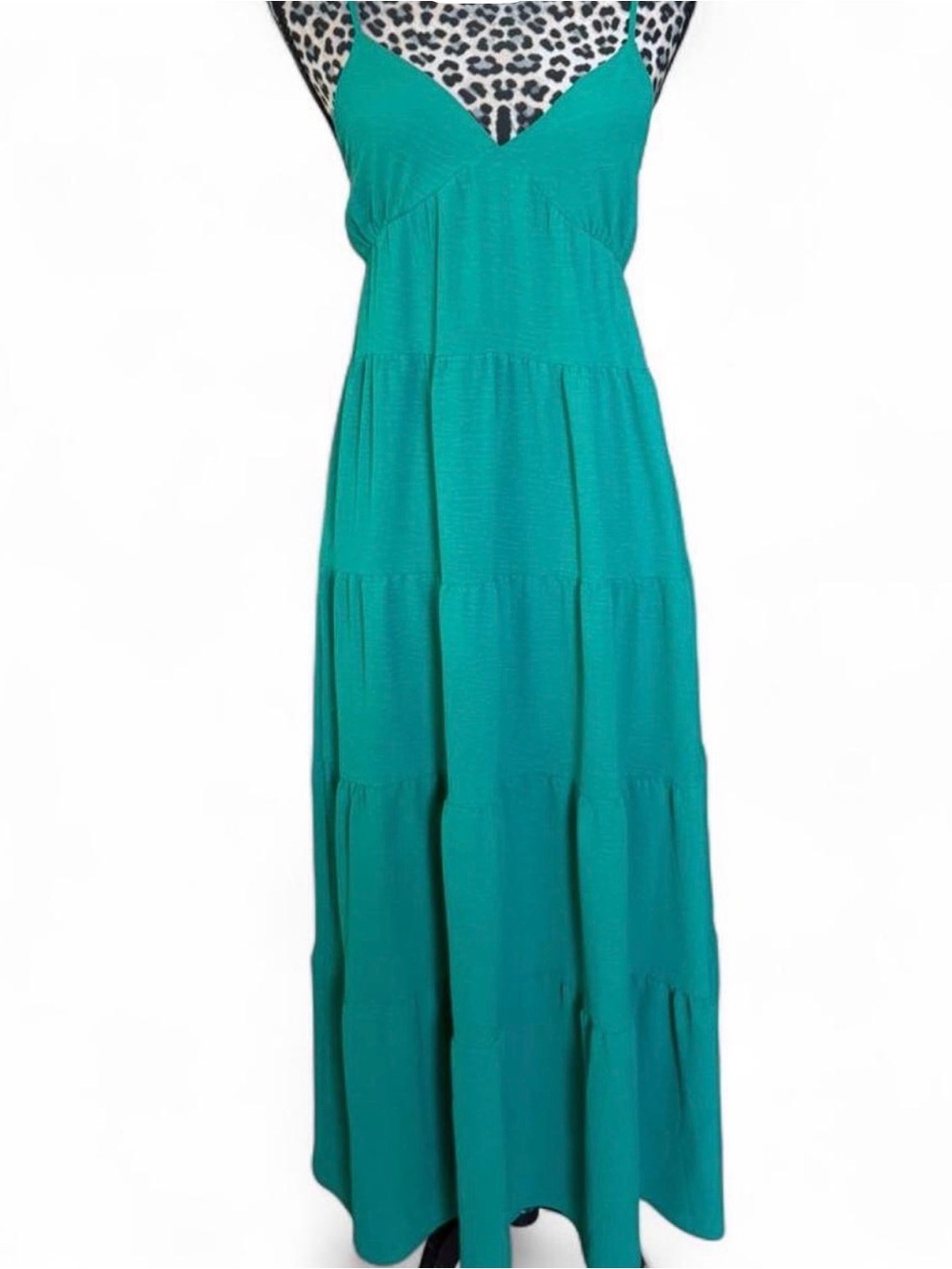 Green Tiered Maxi Dress with Spaghetti Straps